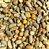 Newport River Rounds 1–3 inch used as decorative river rock in a garden bed or landscape border.