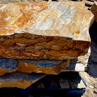 Oversized Summer Tan granite slabs for outdoor landscape steps, garden stairways, and natural stone features.