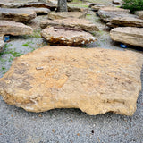 Oversized Tennessee fieldstone integrated with natural boulders in a custom pool grotto landscape.