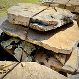 allet of Tennessee Large Grotto Fieldstone oversized sandstone slabs for landscape and pool construction.