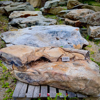Pallet of Tennessee Large Grotto Fieldstone oversized sandstone slabs for landscape and pool construction.